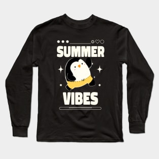 Summer Vibes Cute Penguin Long Sleeve T-Shirt